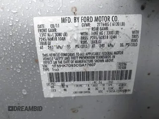 2012 Ford Explorer XLT with VIN 1FMHK7D93CGA17607, listed as a IAAI auction lot 41855713 with 164,018 mi miles and . Bid and sale history available at DreamBid. Image 9.