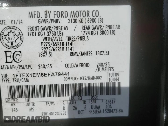 2014 Ford F-150 XL with VIN 1FTEX1EM6EFA79441, listed as a Copart auction lot 49386485 with Not Provided miles and Salvage Title. Bid and sale history available at carsss.com. Image 14.