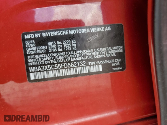 2015 BMW 3 Series 328i Gran Turismo xDrive z VIN WBA3X5C55FD562732, wystawiony jako Copart lot #64496755 z przebiegiem Nie podano mil oraz Czysty tytuł • Clean title. Historia ofert i sprzedaży dostępna na DreamBid. Obrazek 12.