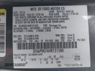 2017 Ford Fusion S with VIN 3FA6P0G76HR121500, listed as a IAAI auction lot 40308024 with 130,325 mi miles. Bid and sale history available at carsss.com. Image 9.