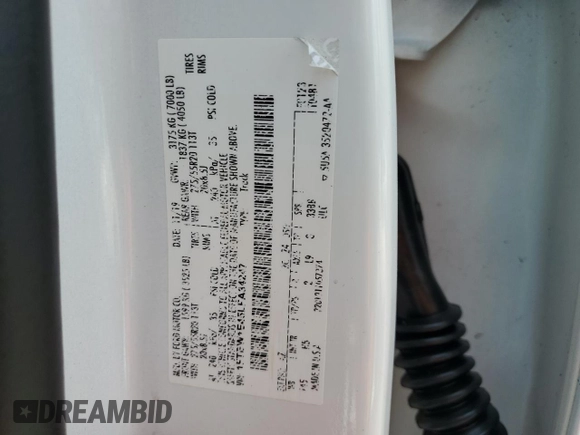 2020 Ford F-150 XL с VIN 1FTEW1E45LFA34247, выставлен на аукционе Copart как лот 58776295 с пробегом 99 290 миль миль и Чистый • Clean title. История ставок и продаж доступна на DreamBid. Изображение 12.