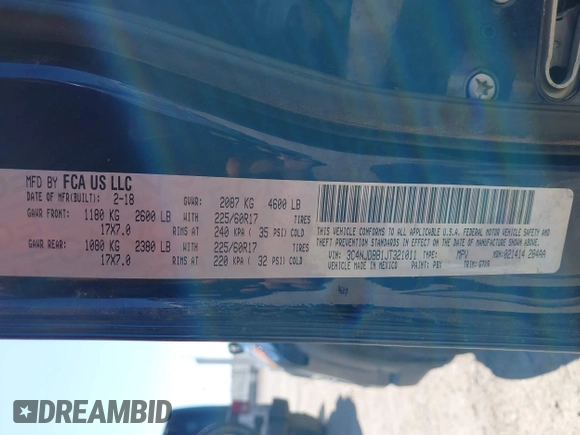 2018 Jeep Compass Latitude с VIN 3C4NJDBB1JT321011, выставлен на аукционе IAAI как лот 42282212 с пробегом 58 402 миль миль и . История ставок и продаж доступна на DreamBid. Изображение 9.