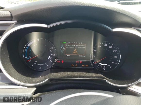 2016 Kia Optima Hybrid EX with VIN KNAGN4ADXG5094181, listed as a Copart auction lot 73480994 with 90,721 mi miles and Salvage Title. Bid and sale history available at carsss.com. Image 9.