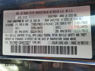 2023 Mazda CX-30 Premium Plus with VIN 3MVDMBEY9PM500907, listed as a Copart auction lot 70871494 with 38,599 mi miles and Salvage title. Bid and sale history available at DreamBid. Image 13.