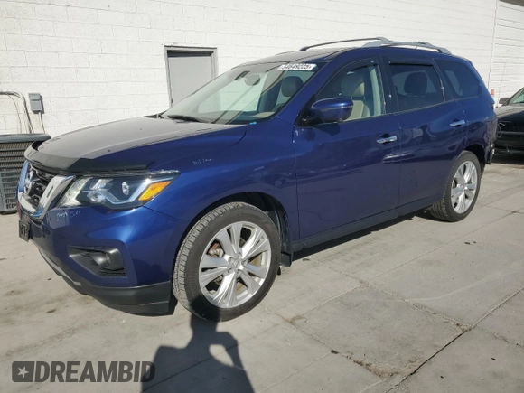 2018 Nissan Pathfinder SV z VIN 5N1DR2MMXJC658758, wystawiony jako Copart lot #54649225 z przebiegiem 85 657 mil mil oraz Szkoda całkowita • Salvage title. Historia ofert i sprzedaży dostępna na DreamBid. Obrazek 1.