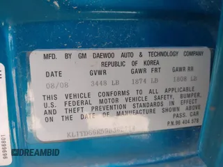 2009 Chevrolet Aveo 1LT with VIN KL1TD66E59B362714, listed as a IAAI auction lot 42604809 with Not provided miles and . Bid and sale history available at DreamBid. Image 9.