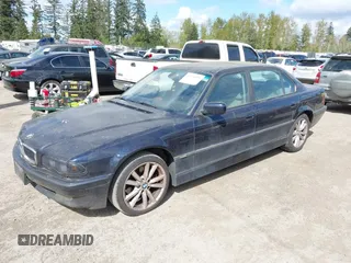 2001 BMW 7 Series 740iL with VIN WBAGH83401DP29577, listed as a IAAI auction lot 42076695 with 1 mi miles. Bid and sale history available at carsss.com. Image 2.