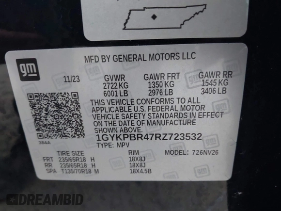 2024 Cadillac XT6 Luxury with VIN 1GYKPBR47RZ723532, listed as a IAAI auction lot 41758065 with 31,712 mi miles. Bid and sale history available at carsss.com. Image 9.