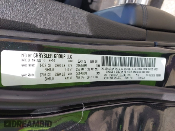 2014 Dodge Durango Limited with VIN 1C4RDJDG7EC586842, listed as a IAAI auction lot 42673969 with 134,094 mi miles and . Bid and sale history available at DreamBid. Image 9.