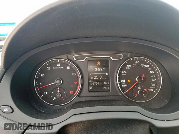 2015 Audi Q3 Premium Plus with VIN WA1BFCFS0FR006607, listed as a Copart auction lot 59533385 with 103,736 mi miles and Salvage title. Bid and sale history available at DreamBid. Image 9.