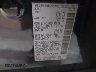 2020 Nissan Rogue S with VIN 5N1AT2MT3LC759347, listed as a IAAI auction lot 41757698 with 52,966 mi miles. Bid and sale history available at carsss.com. Image 9.