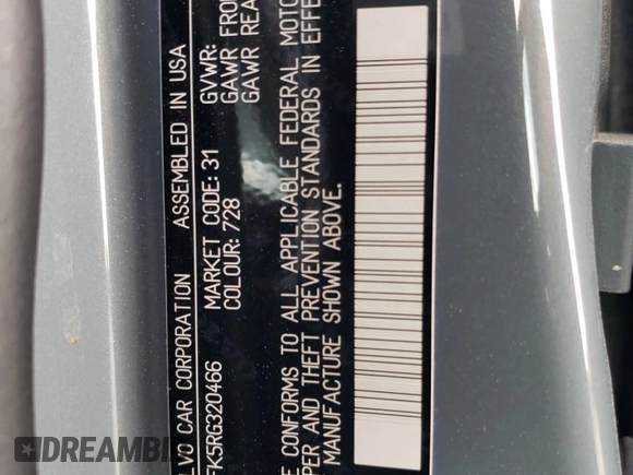 2024 Volvo S60 Core Dark Theme with VIN 7JRL12FK5RG320466, listed as a Copart auction lot 44786145 with 21,130 mi miles and Salvage title. Bid and sale history available at DreamBid. Image 14.