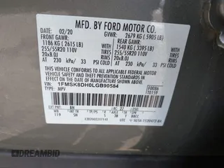 2020 Ford Explorer XLT with VIN 1FMSK8DH0LGB90584, listed as a IAAI auction lot 41524542 with 73,030 mi miles. Bid and sale history available at carsss.com. Image 9.
