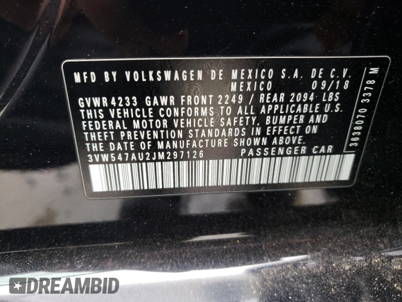 2018 Volkswagen Golf GTI S with VIN 3VW547AU2JM297126, listed as a Copart auction lot 46147923 with 30,437 mi miles. Bid and sale history available at carsss.com. Image 12.