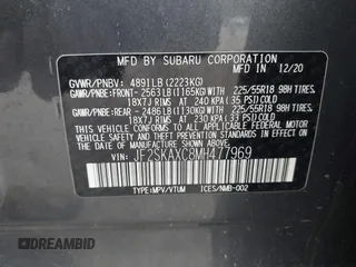 2021 Subaru Forester Touring z VIN JF2SKAXC8MH477969, wystawiony jako IAAI lot #42461540 z przebiegiem 29 143 mil mil oraz . Historia ofert i sprzedaży dostępna na DreamBid. Obrazek 9.