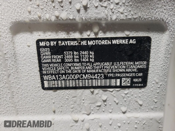 2023 BMW 5 Series 530e z VIN WBA13AG00PCM94423, wystawiony jako Copart lot #41517625 z przebiegiem 16 339 mil mil oraz Szkoda całkowita • Salvage title. Historia ofert i sprzedaży dostępna na DreamBid. Obrazek 12.