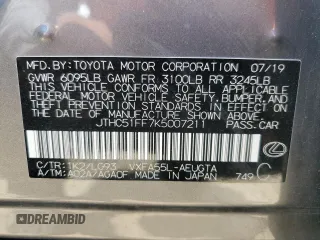 2019 Lexus LS with VIN JTHC51FF7K5007211, listed as a Copart auction lot 59156954 with 0 mi miles and Salvage Title. Bid and sale history available at carsss.com. Image 12.