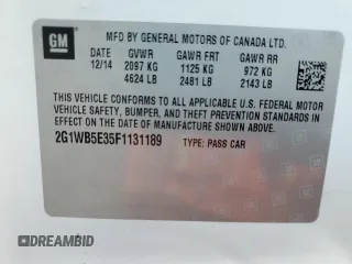 2015 Chevrolet Impala LT with VIN 2G1WB5E35F1131189, listed as a Copart auction lot 61360985 with 164,691 mi miles and Salvage title. Bid and sale history available at DreamBid. Image 12.