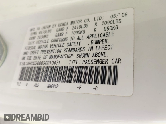 2009 Acura TSX with VIN JH4CU26669C010471, listed as a IAAI auction lot 42436401 with 123,986 mi miles and . Bid and sale history available at DreamBid. Image 9.