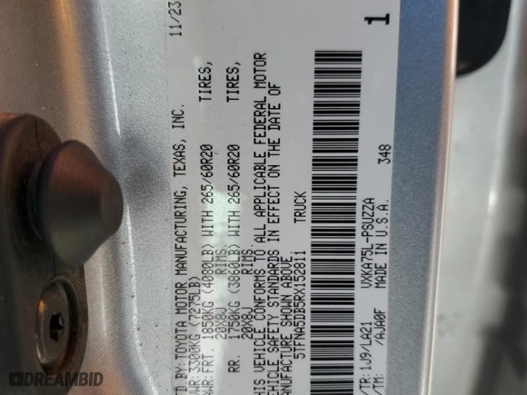 2024 Toyota Tundra 4WD Platinum with VIN 5TFNA5DB5RX152811, listed as a Copart auction lot 46253425 with 22,776 mi miles and Salvage Title. Bid and sale history available at carsss.com. Image 14.