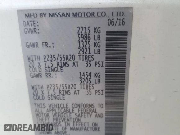 2016 Nissan Pathfinder SL with VIN 5N1AR2MN8GC666555, listed as a Copart auction lot 57964355 with 96,154 mi miles and Clean title. Bid and sale history available at DreamBid. Image 13.