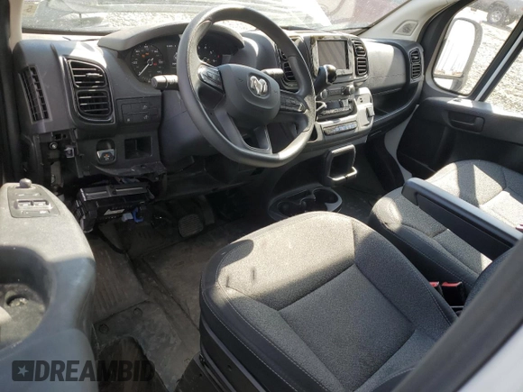 2023 Ram ProMaster Cargo with VIN 3C6MRVJG5PE530120, listed as a Copart auction lot 45727275 with 53,871 mi miles and Salvage Title. Bid and sale history available at DreamBid. Image 8.
