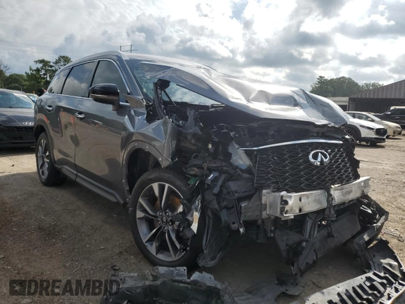2023 Infiniti QX60 Luxe with VIN 5N1DL1FR2PC357625, listed as a Copart auction lot 61527115 with 50,177 mi miles and Salvage title. Bid and sale history available at DreamBid. Image 4.