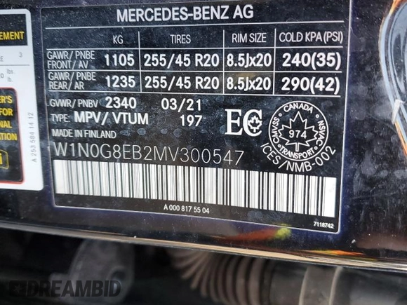2021 Mercedes-Benz GLC with VIN W1N0G8EB2MV300547, listed as a Copart auction lot 47846115 with 109,899 mi miles and Clean Title. Bid and sale history available at carsss.com. Image 13.