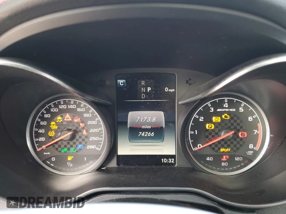 2018 Mercedes-Benz C 43 AMG with VIN 55SWF6EB3JU252235, listed as a Copart auction lot 85720424 with 74,266 mi miles and Salvage Title. Bid and sale history available at carsss.com. Image 9.