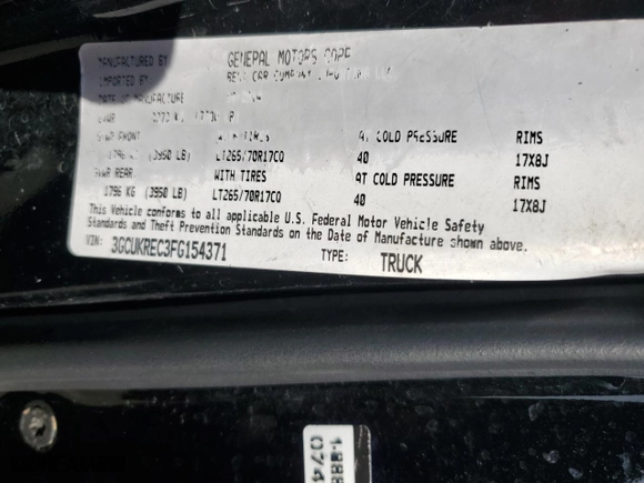 2015 Chevrolet Silverado 1500 LT with VIN 3GCUKREC3FG154371, listed as a Copart auction lot 48111035 with 143,405 mi miles and Salvage Title. Bid and sale history available at carsss.com. Image 15.