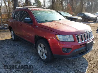 2013 Jeep Compass Latitude with VIN 1C4NJDEB3DD186328, listed as a IAAI auction lot 41357490 with 212,608 mi miles. Bid and sale history available at carsss.com. Image 1.