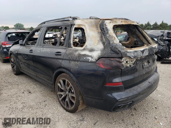 2022 BMW X7 M50i with VIN 5UXCX6C01N9K20496, listed as a Copart auction lot 57682904 with 0 mi miles and Non Repairable. Bid and sale history available at carsss.com. Image 2.