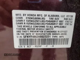 2009 Honda Pilot EX-L with VIN 5FNYF48639B022221, listed as a Copart auction lot 50955875 with 158,477 mi miles and Salvage Title. Bid and sale history available at carsss.com. Image 13.