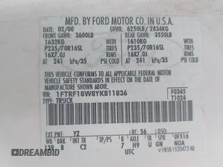 2000 Ford F-150 XL с VIN 1FTRF18W8YKB11836, выставлен на аукционе IAAI как лот 42728813 с пробегом Не указан миль и . История ставок и продаж доступна на DreamBid. Изображение 9.