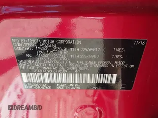 2017 Toyota RAV4 LE z VIN JTMZFREV8HJ118589, wystawiony jako IAAI lot #41975906 z przebiegiem 77 934 mil mil oraz . Historia ofert i sprzedaży dostępna na DreamBid. Obrazek 9.