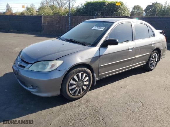 2005 Honda Civic Sdn LX with VIN 2HGES16525H628123, listed as a Copart auction lot 52531605 with 175,539 mi miles and Salvage Title. Bid and sale history available at carsss.com. Image 1.