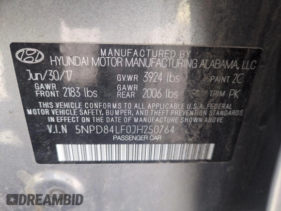 2018 Hyundai Elantra SEL z VIN 5NPD84LF0JH250764, wystawiony jako Copart lot #56933485 z przebiegiem 80 807 mil mil oraz Szkoda całkowita • Salvage title. Historia ofert i sprzedaży dostępna na DreamBid. Obrazek 12.