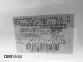 2024 Nissan Versa S with VIN 3N1CN8DV3RL908514, listed as a IAAI auction lot 41595191 with 1,903 mi miles and . Bid and sale history available at DreamBid. Image 9.