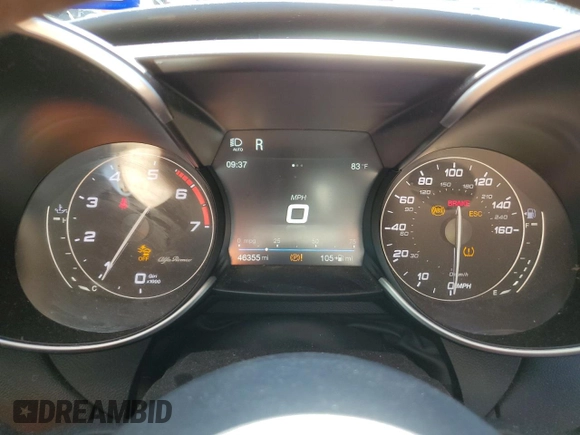 2018 Alfa Romeo Giulia Ti Sport with VIN ZARFAECN6J7575116, listed as a Copart auction lot 52331495 with 46,355 mi miles and Salvage title. Bid and sale history available at DreamBid. Image 9.