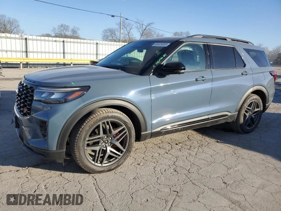 2025 Ford Explorer ST with VIN 1FMWK8GC5SGA19149, listed as a Copart auction lot 46465805 with 2,503 mi miles and Salvage Title. Bid and sale history available at carsss.com. Image 1.