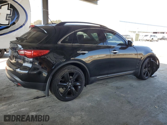 2015 Infiniti QX70 with VIN JN8CS1MW9FM482212, listed as a Copart auction lot 60725875 with 116,372 mi miles and Salvage title. Bid and sale history available at DreamBid. Image 3.