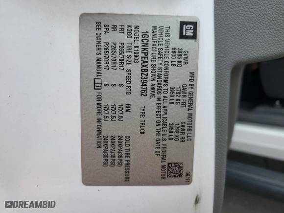 2011 Chevrolet Silverado 1500 Work Truck with VIN 1GCNKPEAXBZ394762, listed as a Copart auction lot 71743664 with 0 mi miles and Salvage Title. Bid and sale history available at carsss.com. Image 14.