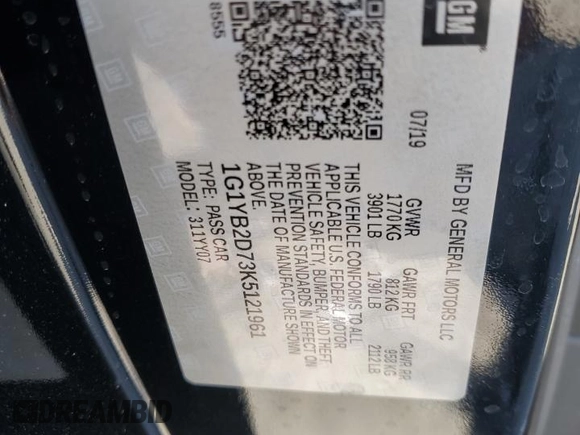 2019 Chevrolet Corvette 1LT with VIN 1G1YB2D73K5121961, listed as a Copart auction lot 67285134 with 48,447 mi miles and Salvage Title. Bid and sale history available at carsss.com. Image 15.