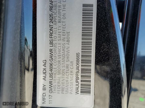 2018 Audi A3 Sportback e-tron Premium with VIN WAUUPBFF9JA068665, listed as a Copart auction lot 72679224 with 57,796 mi miles and Salvage Title. Bid and sale history available at carsss.com. Image 13.