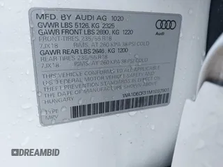2021 Audi Q3 S line Premium with VIN WA1DECF31M1037901, listed as a IAAI auction lot 42158457 with 25,925 mi miles and . Bid and sale history available at DreamBid. Image 9.
