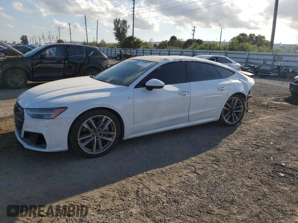 2021 Audi A7 z VIN WAUTPBF22MN082218, wystawiony jako Copart lot #41307323 z przebiegiem 27 107 mil mil oraz Nie do naprawy. Historia ofert i sprzedaży dostępna na DreamBid. Obrazek 1.