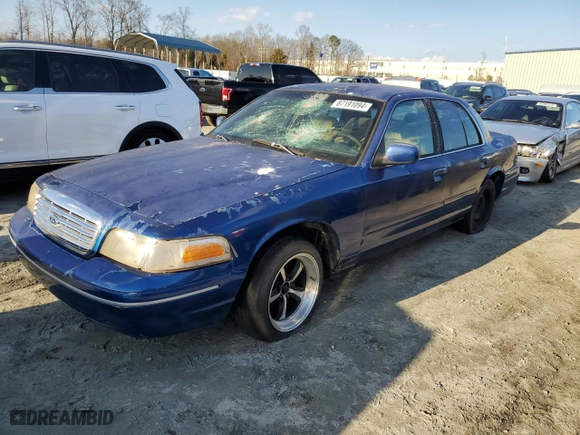 1998 Ford Crown Victoria Police Pkg with VIN 2FAFP71W5WX174213, listed as a Copart auction lot 87191094 with 288,723 mi miles and Salvage Title. Bid and sale history available at carsss.com. Image 1.