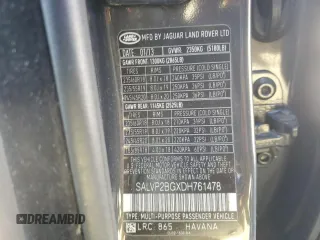 2013 Land Rover Range Rover Evoque Pure Plus with VIN SALVP2BGXDH761478, listed as a Copart auction lot 42751105 with 0 mi miles and Salvage Title. Bid and sale history available at carsss.com. Image 15.