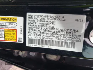 2024 Honda Accord Sport with VIN 1HGCY2F52RA003687, listed as a IAAI auction lot 41939470 with Not provided miles and . Bid and sale history available at DreamBid. Image 9.