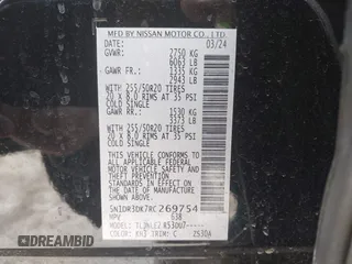 2024 Nissan Pathfinder Platinum with VIN 5N1DR3DK7RC269754, listed as a IAAI auction lot 41684186 with 14,047 mi miles and . Bid and sale history available at DreamBid. Image 9.